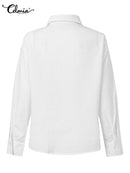 Celmia camisas blancas elegantes 2022 moda mujer pajarita manga larga Tops Casual fiesta blusa verano túnica sólida Blusas femeninas