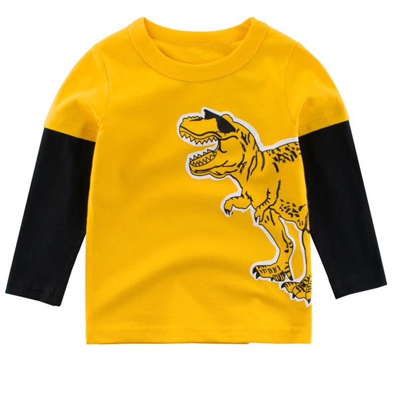 95% BAUMWOLLE Jungen T-Shirts Frühling Herbst Langarmshirts Kinder Dinosaurier Sweatshirt Kinder Jungen Shirts Kleidung Jungen Kleidung