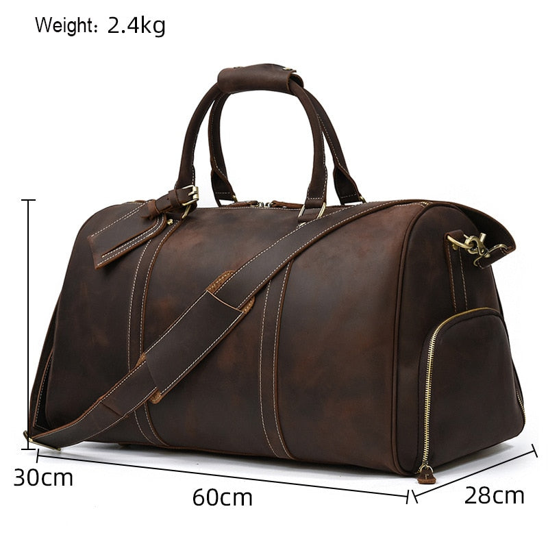 MAHEU Men Genuine Leather Travel Bag Travel Tote Big Weekend Bag Man Cowskin Duffle Bag Hand Luggage Male Handbags Large 60cm