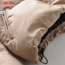 Tangada Frauen Solide Khaki Oversize Parkas Dicke 2021 Winter Reißverschluss Taschen Weibliche Warme Elegante Mantel Jacke 6A120