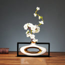 Jarrón de cerámica creativo de estilo chino, marco de madera, jarrón calado Retro, arreglo floral moderno para el hogar, jarrones de flores