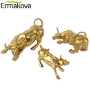 ERMAKOVA Wall Street Golden Fierce Bull OX Figur Skulptur Lade Börse Bull Statue Home Office Decor Geschenk