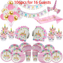Unicorn Party Supplies Einweggeschirr-Set Kindergeburtstagsfeier Dekoration Unicornio Decor Plates Cup Banner Baby Shower