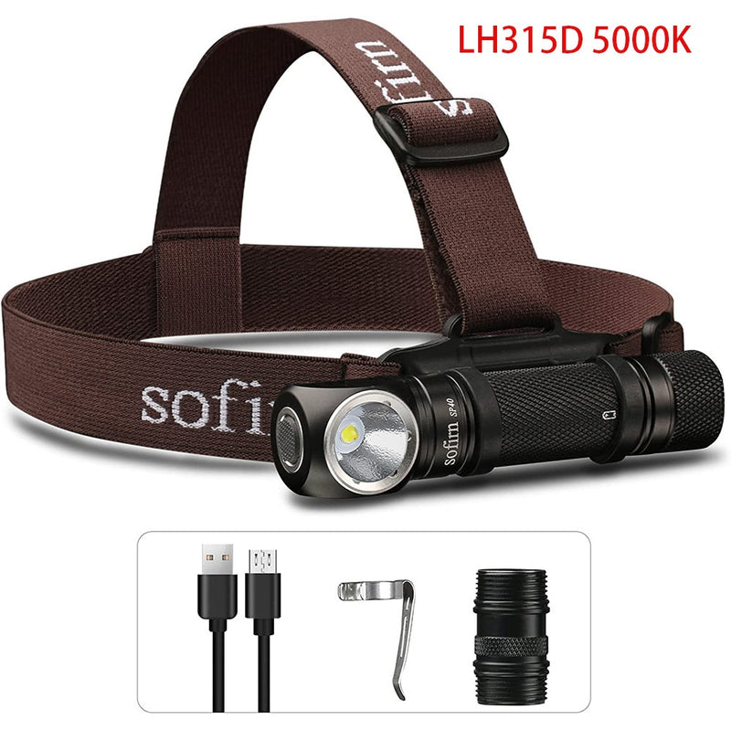 Sofirn SP40 LED Stirnlampe Cree XPL 1200lm 18650 USB wiederaufladbare Stirnlampe 18350 Taschenlampe mit Betriebsanzeige Magnetschwanz