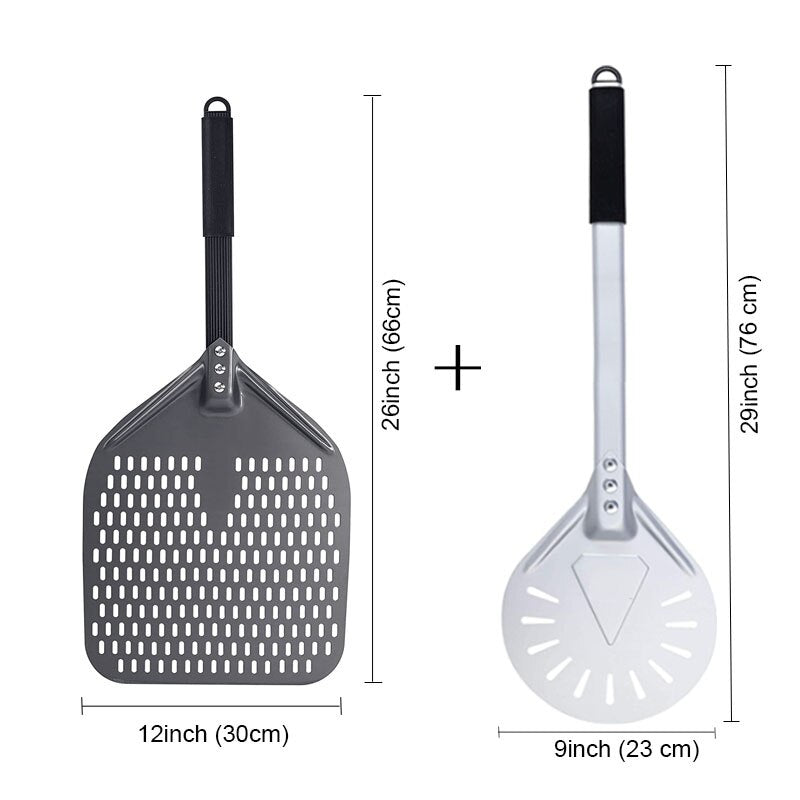 PizzAtHome 7/ 8/ 9 Inch Perforated Pizza Turning Peel Pizza Shovel Aluminum Pizza Peel Paddle Short Pizza Tool Non-Slip Handle