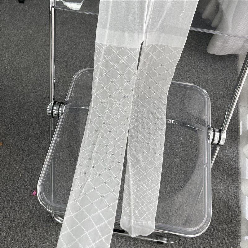 Oxygen Women White Flash Diamond Stockings Sexy Hot Girl All-Match Thin Pantyhose Arbitrarily Cut Mesh Nylon Tights High Hosiery