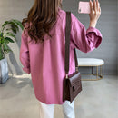 New Oversize Blouse White Long Shirt Women Casual 4XL Loose Temperament Long Sleeve Shirt Cotton Bottoming Casual Tops 13038
