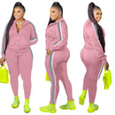 2022 Plus Größe S-4XL 2-teiliges Set Frauen Herbst Kleidung Sweatsuit Joggers Outfit Zip Top Jogginghose Trainingsanzug Großhandel Dropshipping