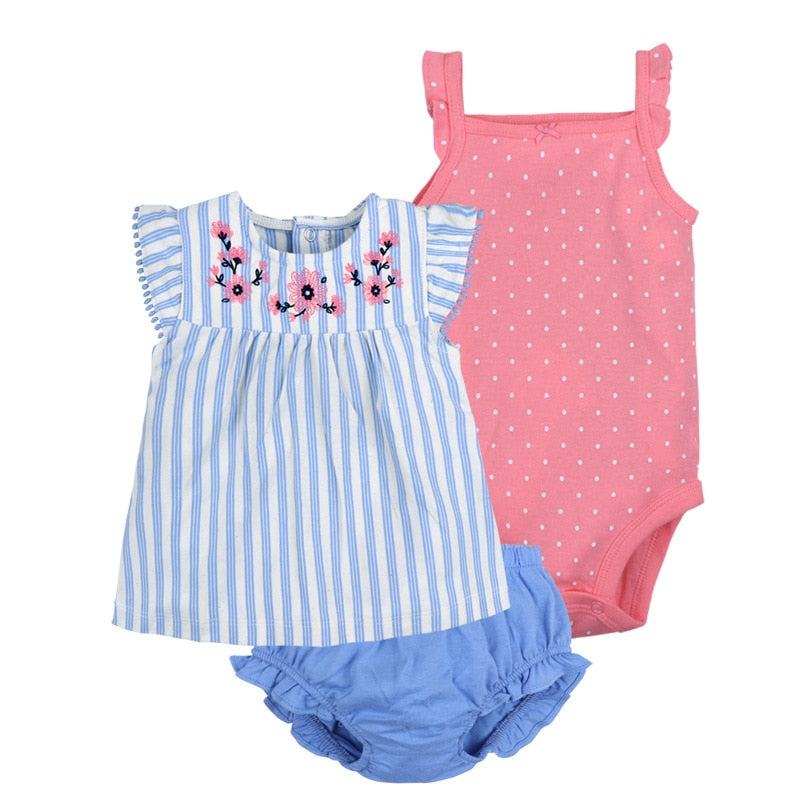 Summer Dresses 2023 Baby Girl Clothing Set Cotton Home For Baby Girl Clothes , 15 Colours Short Unicorn Infant Clothing Suit