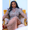 Glitzerndes, buntes, transparentes Kleid aus Strass, Abschlussball, Abend, sexy, durchsichtig, mehrfarbige Kristalle, Kostüm, Geburtstag, Fetherärmel