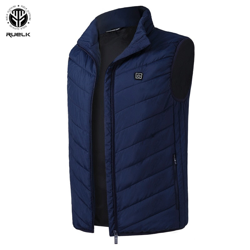 Man Fashion Veat Heating Vest Smart USB Charging Large Size Jacket Warm Heating Winter Cotton Jacket Men Winter Warm Vest Male