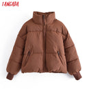Tangada Frauen Solide Khaki Oversize Parkas Dicke 2021 Winter Reißverschluss Taschen Weibliche Warme Elegante Mantel Jacke 6A120
