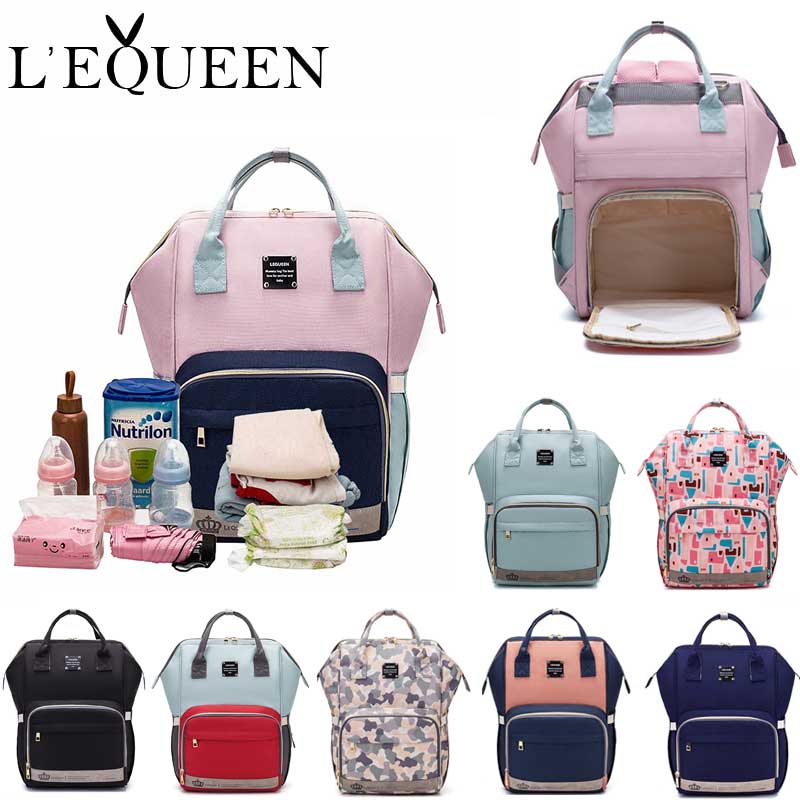 Lequeen Fashion Mummy Maternity Nappy Bag Brand Large Capacity Baby Bag Travel Backpack Designer Nursing Bag for Baby Care