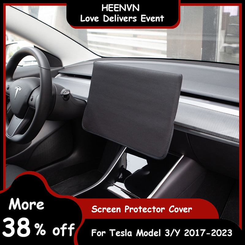 Tempered Glass For Tesla Model 3 Y 2023 Accessories Navigation Cover Sleeve On Sunshade Screen Protector Film Waterproof Fabric