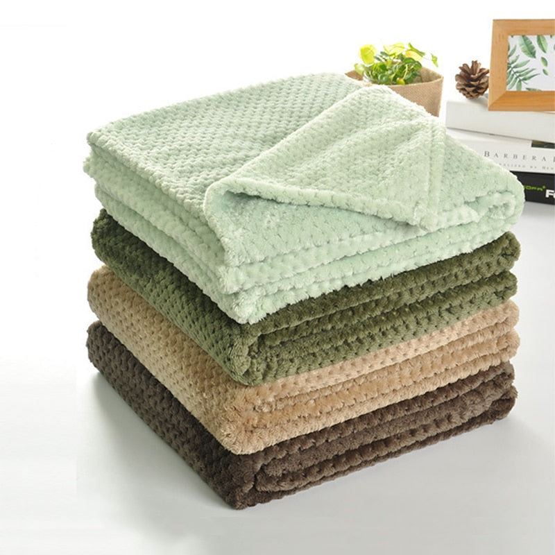 Plush Plaid Blanket Solid Color Blankets For Beds Aircraft Sofa Warm Soft Winter Flannel Fleece Throw Blanket Bedspread Bedsheet