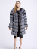 ZADORIN Pelziger Silberfuchs Kunstpelzmantel Damen Luxus Winter Dick Warm Lang Kunstpelz Jacken und Mäntel Damen Mantel Streetwear