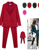 Trajes de pantalón de trabajo OL Conjunto de 2 piezas para mujer Traje de entrevista de negocios Conjunto Uniforme Blazer delgado y Pantalón de lápiz Traje de dama de oficina
