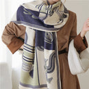 Warmer Winterschal Kaschmir Frauen Pashmina Design Druck Schals Wrap Weibliche Dicke Decke Weiche Bufanda Stolen 2022 Mode