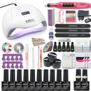 Nagel-Set Maniküre-Set mit 114 W / 120 W / 54 W LED-Nagellampe 35000 U / min Nagelbohrmaschine 20/10 Farbe Poly Extension Nail Gel Set