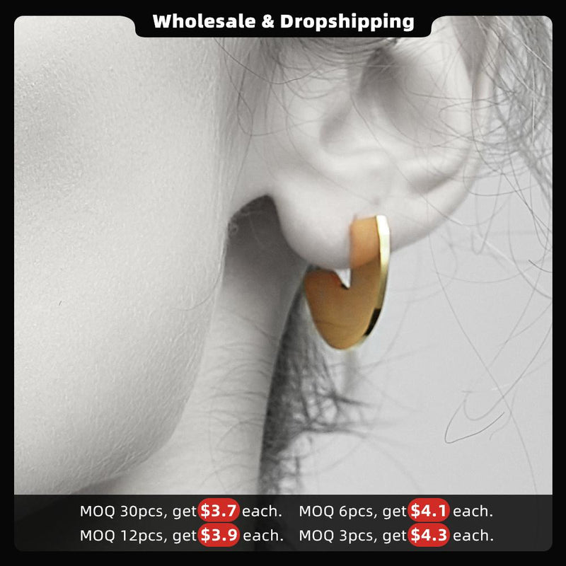 Enfashion Punk Geometic Semi-circle Fan Stud Pendiente de acero inoxidable de color dorado Pendientes para mujeres Pendientes oorbellen E5423