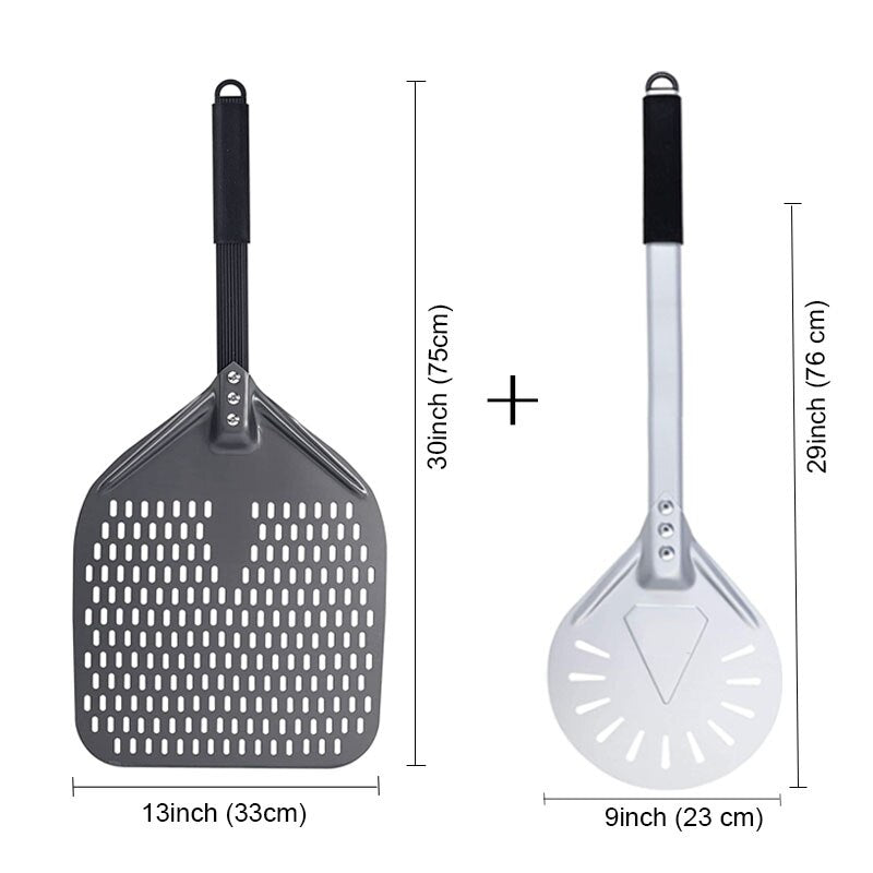 PizzAtHome 7/ 8/ 9 Inch Perforated Pizza Turning Peel Pizza Shovel Aluminum Pizza Peel Paddle Short Pizza Tool Non-Slip Handle