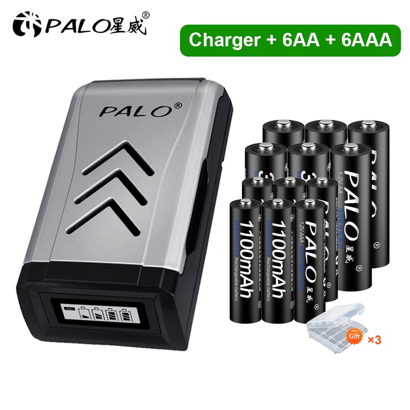 PALO 4Pcs 3000mAh 1.2V AA Rechargeable Batteries+4Pcs 1100mAh 1.2V AAA Battery NI-MH AA AAA Rechargeable Battery for Camera Toy