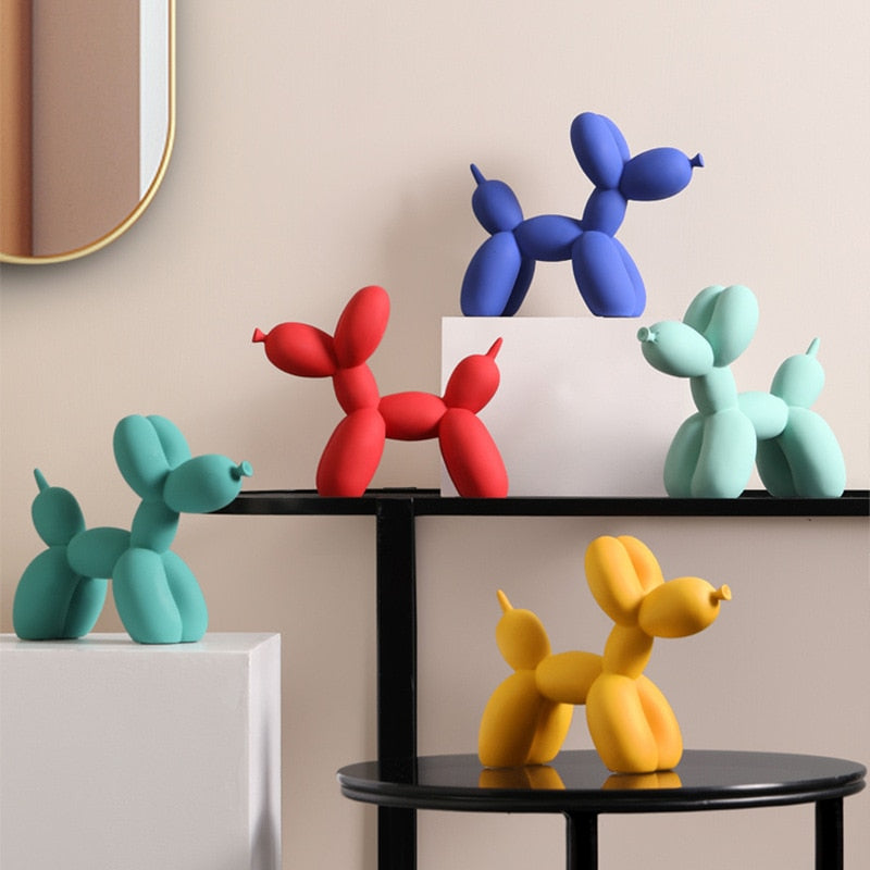 Nordic Creative Cute Resin Balloon Dog Statue Home Decor Animal Figurine Ornaments Living Room Bedroom TV Cabinet Decoration