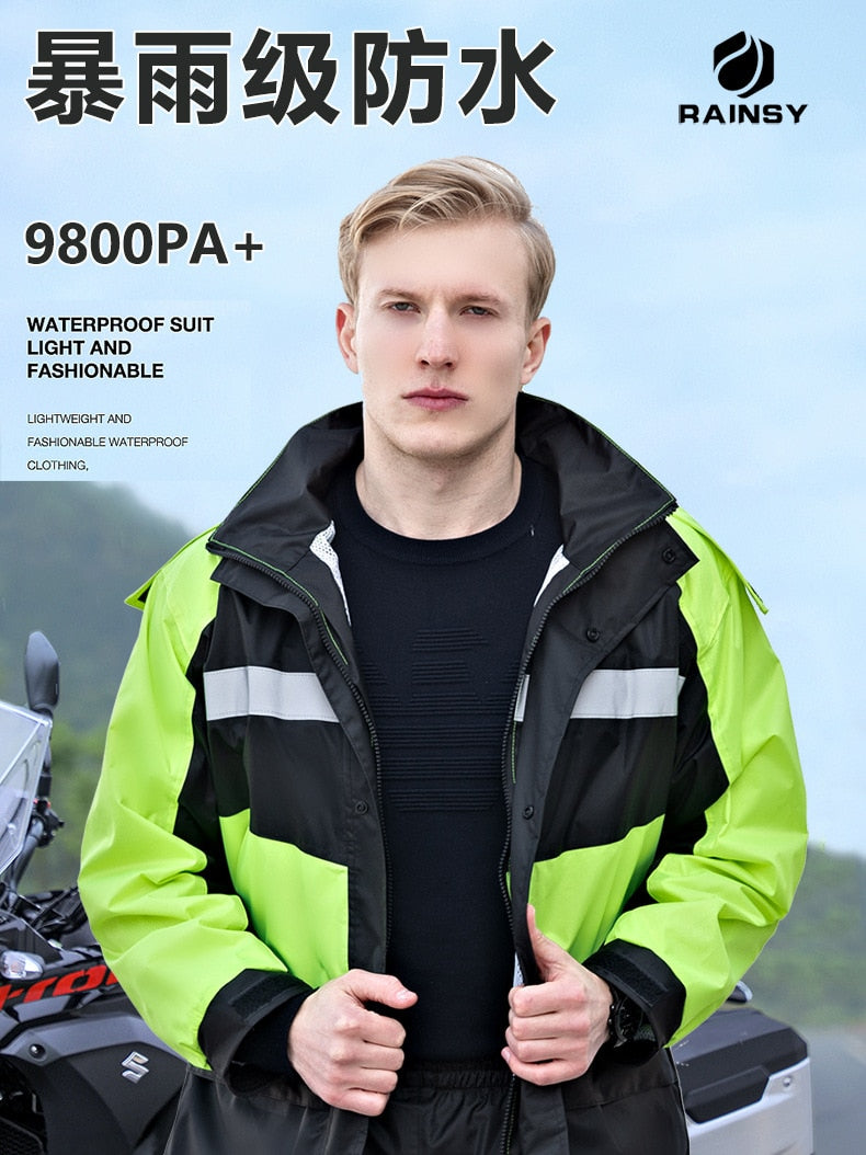 Raincoat Rain Pants Suit Men and Women Adult Motorcycle Riding Protective Clothing Anti-storm Raincoat