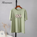Hirsionsan T-Shirt mit Leopardenmuster für Damen, 100 % Baumwolle, übergroße Gothic-Grafik, weibliche, weiche Oberteile, Harajuku, lose, lässige T-Shirts, Damen