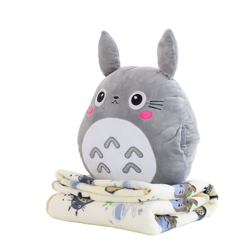 Juguete de peluche Totoro, almohada suave bonita con manta, figura de Anime 3 en 1, regalos para niños, regalo para niños, un buen ayudante en el tiempo de trabajo