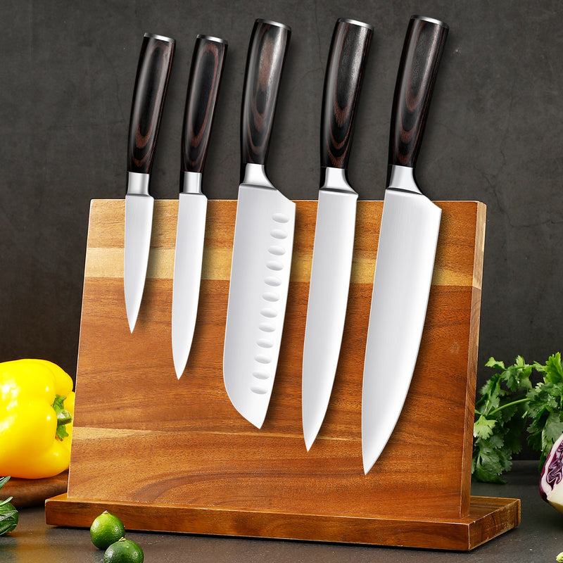 Mokithand Küchenmesser-Set Professionelle japanische Kochmesser 7CR17 High Carbon Edelstahl Fleisch Santoku Schälmesser