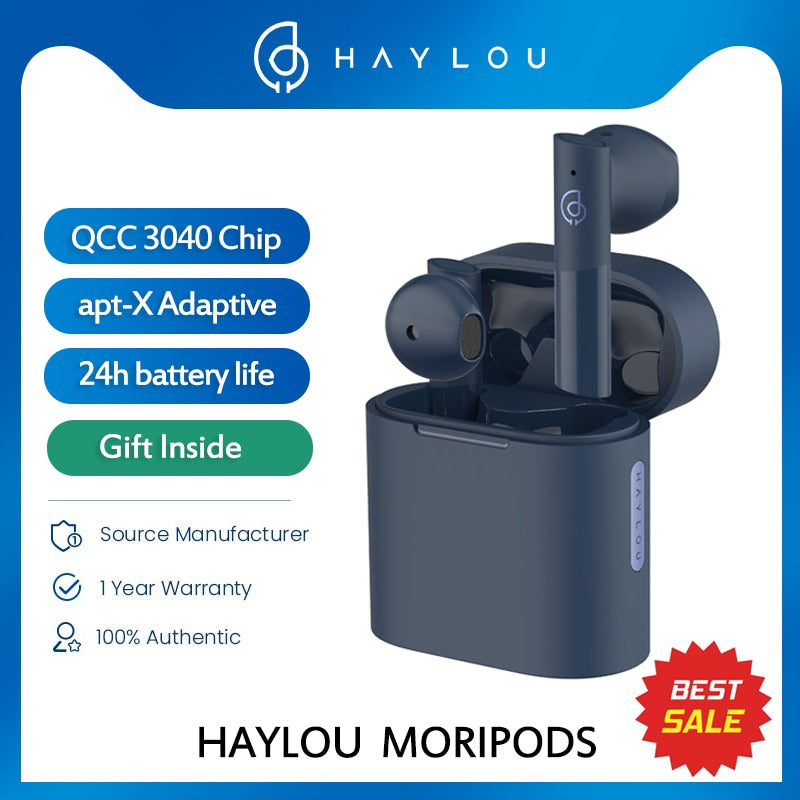 HAYLOU MoriPods Qualcomm QCC3040 Auriculares inalámbricos HIFI TWS Bluetooth V5.2 Auriculares Apt Adaptive AAC 4 Mics Cancelación de ruido