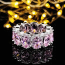 Silver Color Bride Oval Wedding Ring Set for Women Engagement Luxury Band Eternity Jewelry Dropshipping Classic Big R4947-pink