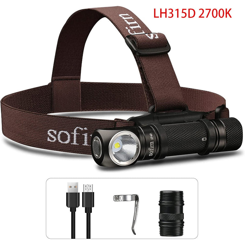 Sofirn SP40 LED faro Cree XPL 1200lm 18650 USB recargable faro 18350 linterna con indicador de potencia cola magnética