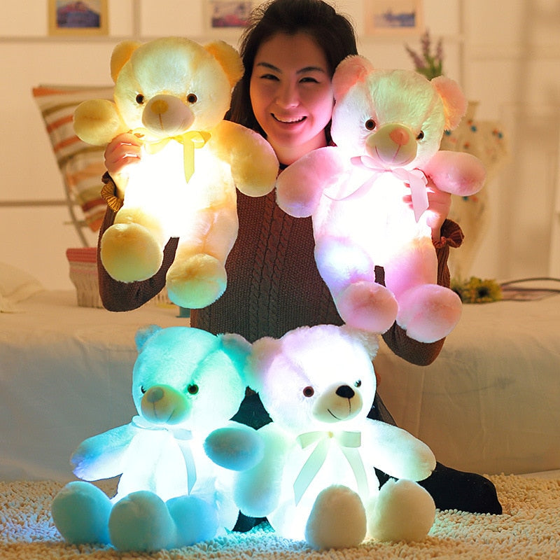 Luminous 25/30/50cm Creative Light Up LED Colorful Glowing Teddy Bear Stuffed Animal Plush Toy Christmas Gift for Kid