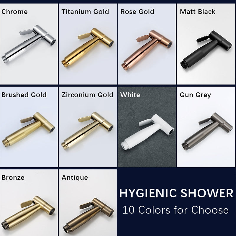 Awolf Rose Gold Hygienic Shower Head Handheld Toilet Bidet Sprayer Set Stainless Steel Shattaf Brass Valve Anal Shower AP2102