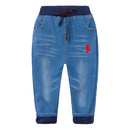 Mudkingdom Kinder Jeans Kordelzughose Herbst Winter Fleece Warme Jeanshose Freizeithose für Jungen Slim Fashion Clothing