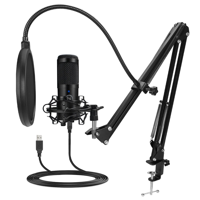 Metall-USB-Mikrofon, Kondensator-Aufnahmemikrofon D80 Mic mit Ständer für Computer-Laptop-PC-Karaoke-Studio-Aufnahme
