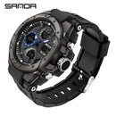 SANDA Marke Herrenuhr Military Outdoor Sports Wasserdichte Uhren Dual Display Quarz LED Digitaluhr Relogio Masculino