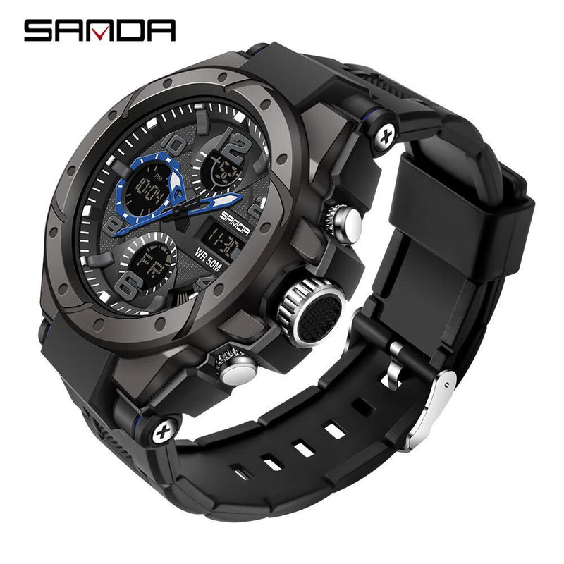 SANDA Marke Herrenuhr Military Outdoor Sports Wasserdichte Uhren Dual Display Quarz LED Digitaluhr Relogio Masculino