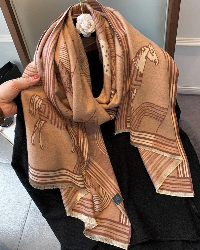 Neue Winterschal Mode Kutsche Kaschmir Decke Dame Warme Schals Frauen Doppelseitige Schal Dicke Bandana Weibliche Pashmina