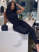 Kliou neuer Overall Damen elastisch hoch lässig Fitness sportlich Strampler ärmellos Reißverschluss Activewear Skinny Sommeroutfit