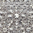 Boutique De FGG Flower Crown Minaudiere Clutch Silber Kristall Abendhandtasche Damen Party Prom Bag Braut Clutches Hochzeit Geldbörse