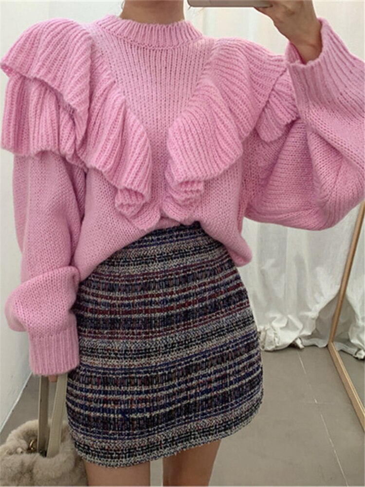 Alien Kitty 2022 Neue Frühling Koreanische Art Lose Pullover Frauen Solide Gestrickte Pullover Winter Warme Pullover Femme