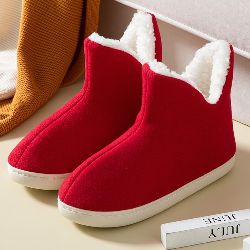 Women Men Warm Ankle Boots Lattice Snow Slip On Winter Fur Shoes Soft Sole High Top Ladies Boys Girls Home House Botas Mujer