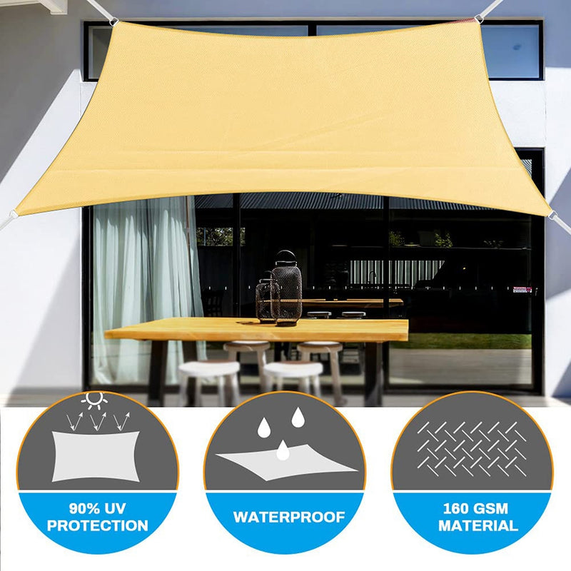 Vela de sombra de poliéster impermeable 300D beige, triángulo, rectángulo, toldo cuadrado para jardín al aire libre, playa, terraza, toldo de piscina