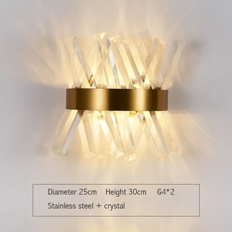 Fast shipping Crystal Golden Modern Indoor Wall Light For Bedroom Bedside Living Room Decoration LED Sconce Lamp Bathroom