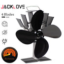 Schwarzer Kamin 4-flügeliger wärmebetriebener Herdventilator komin Log Wood Burner Umweltfreundlicher leiser Ventilator Home Effiziente Wärmeverteilung