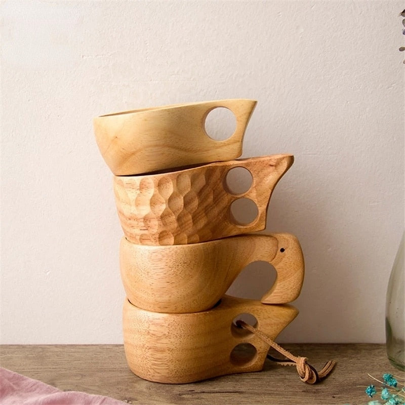 New Chinese Portable Wood Coffee Mug Rubber Wooden Tea Milk Cups Water Drinking Mugs Drinkware Handmade Juice Lemon Teacup Gift