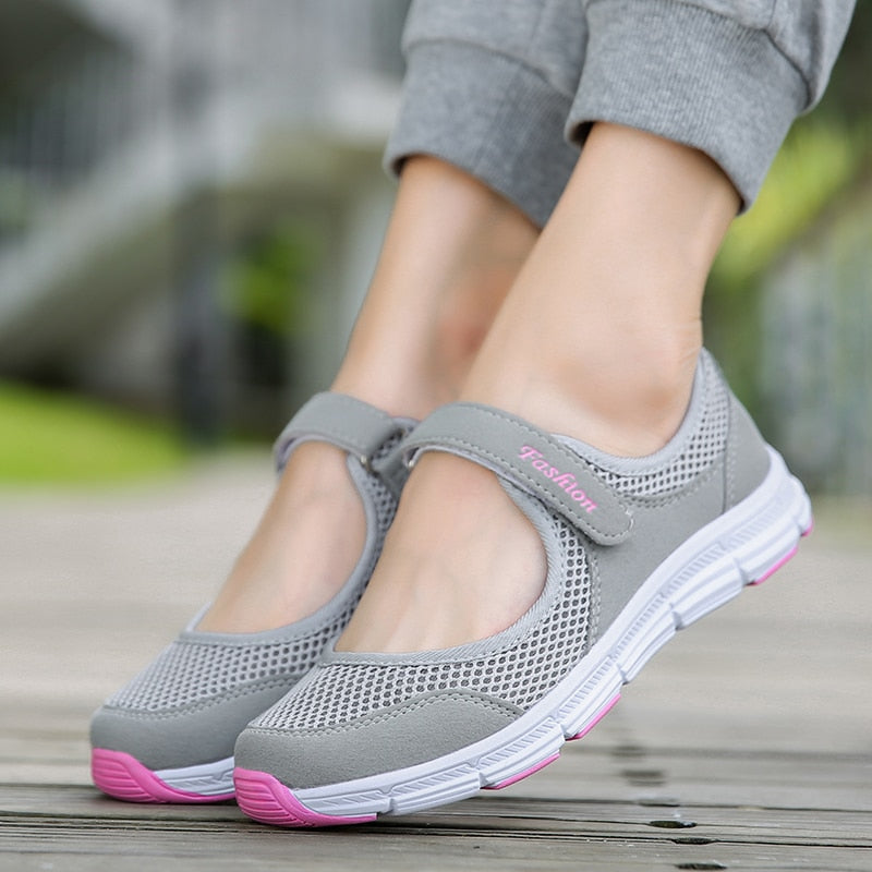 Zapatos planos de malla ultraligera para mujer, zapatos casuales Mary Jane poco profundos, zapatos cómodos para caminar, zapatillas de tenis para mujer de talla grande